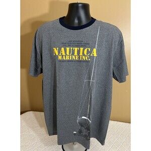 Vintage Nautica Marine Inc. Sailboat Graphic USA Made Gray Shirt Men’s Size XL